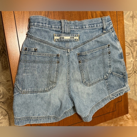 Vintage 90s Repair Denim Shorts | High Rise | Y2K Grunge | Size 7/8 - Picture 1 of 5